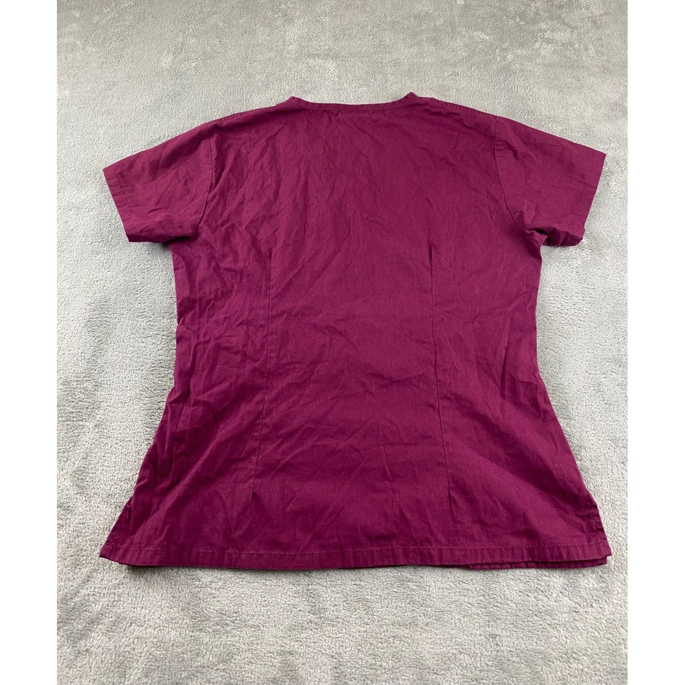 Medgear Burgundy Scrub Top, Stylish Work Wear, Medical‎ Uniform, Women's Small - Picture 8 of 9